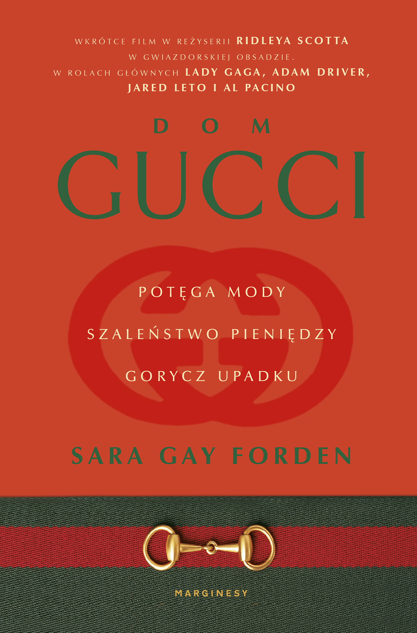 Okładka w kolorze czerownym ze znakiem firmowym Gucci - nakładające się na siebie drukowane litery G