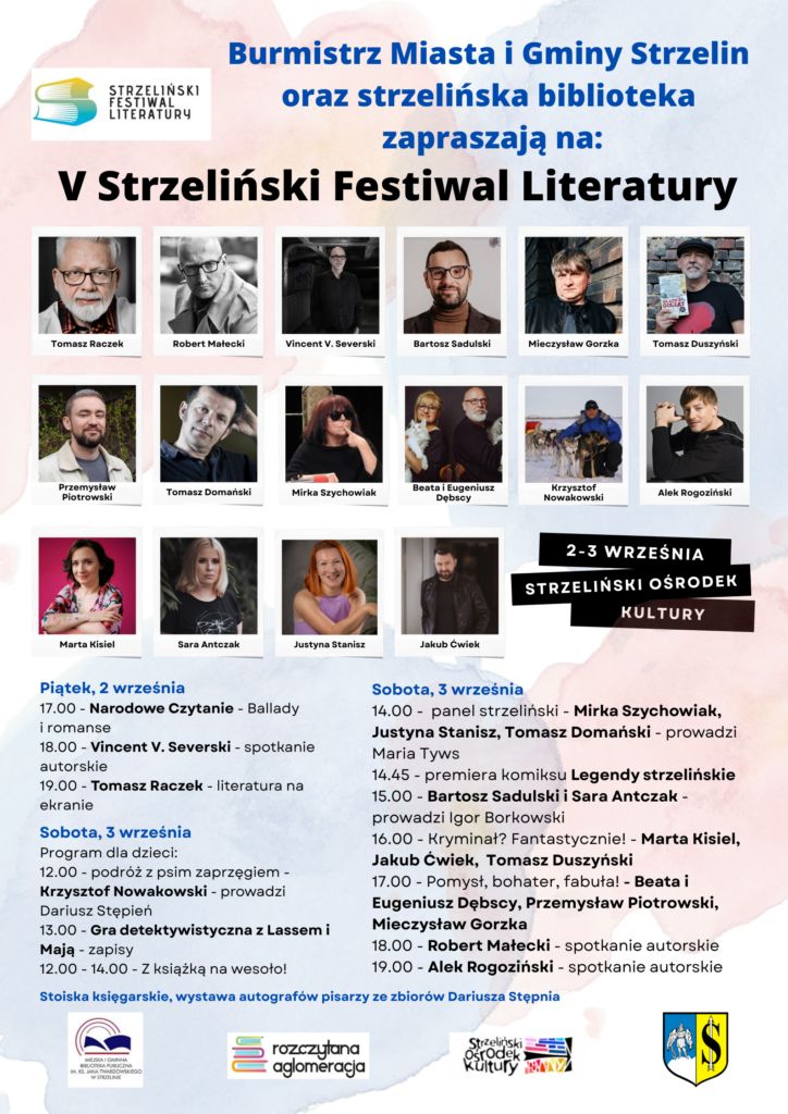 Plakat reklamujący Strzeliński Festiwal Literatury
